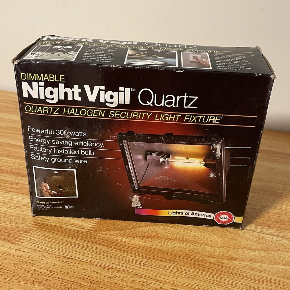 Vintage 1980s Night Vigil Quartz Halogen Security Outdoor Light Fixture Made USA